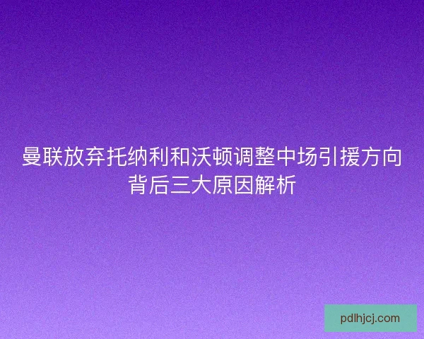 曼联放弃托纳利和沃顿调整中场引援方向背后三大原因解析