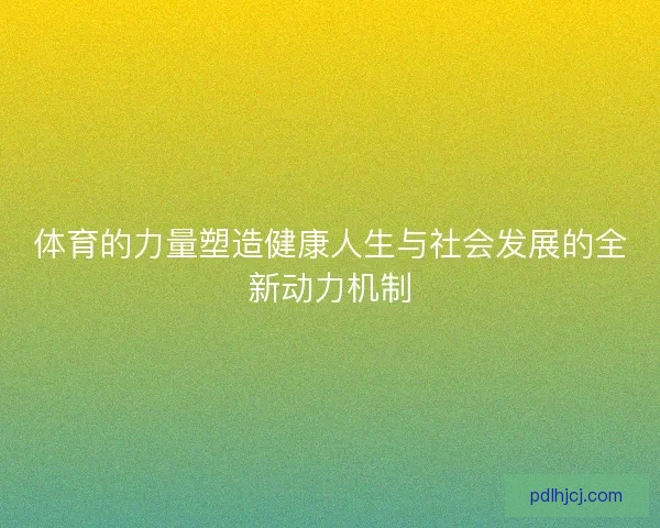 体育的力量塑造健康人生与社会发展的全新动力机制