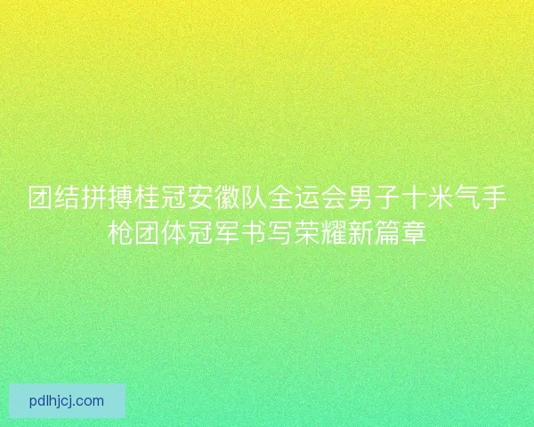 团结拼搏桂冠安徽队全运会男子十米气手枪团体冠军书写荣耀新篇章