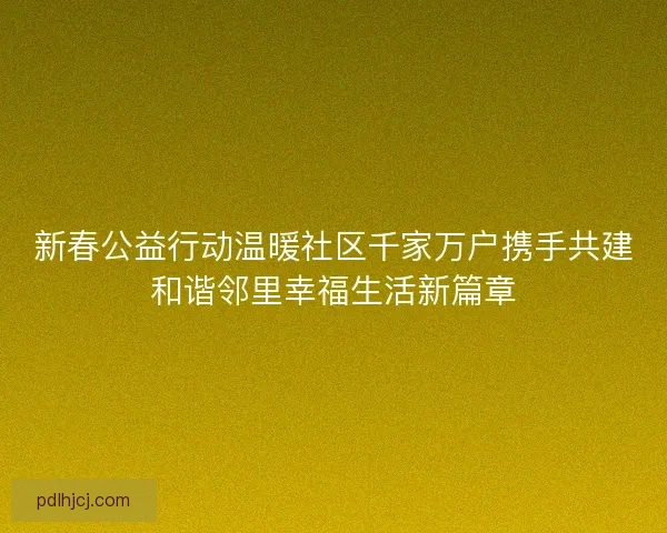 新春公益行动温暖社区千家万户携手共建和谐邻里幸福生活新篇章